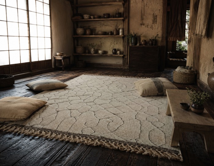 beige rug for dark wood floor